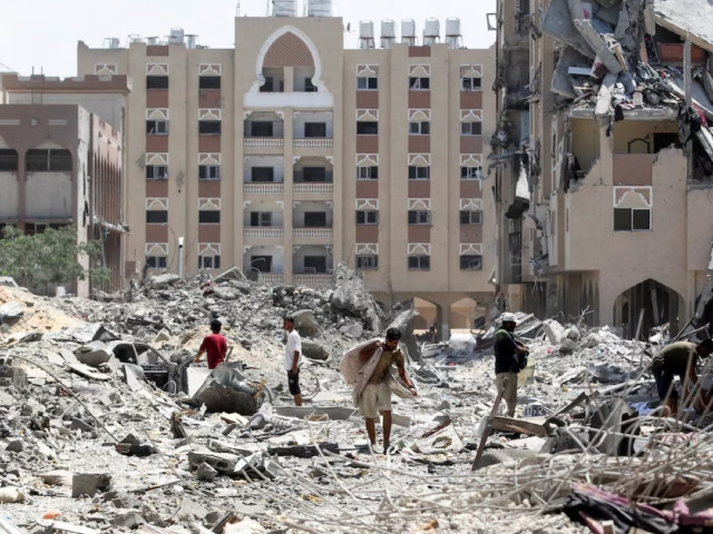 palestinians inspect damage in qatari funded hamad city following an israeli raid amid the ongoing conflict between israel and hamas in khan younis in the southern gaza strip august 24 2024 photo reuters palestinians inspect damage in qatari funded hamad city following an israeli raid amid the ongoing conflict between israel and hamas in khan younis in the southern gaza strip august 24 2024 photo reuters